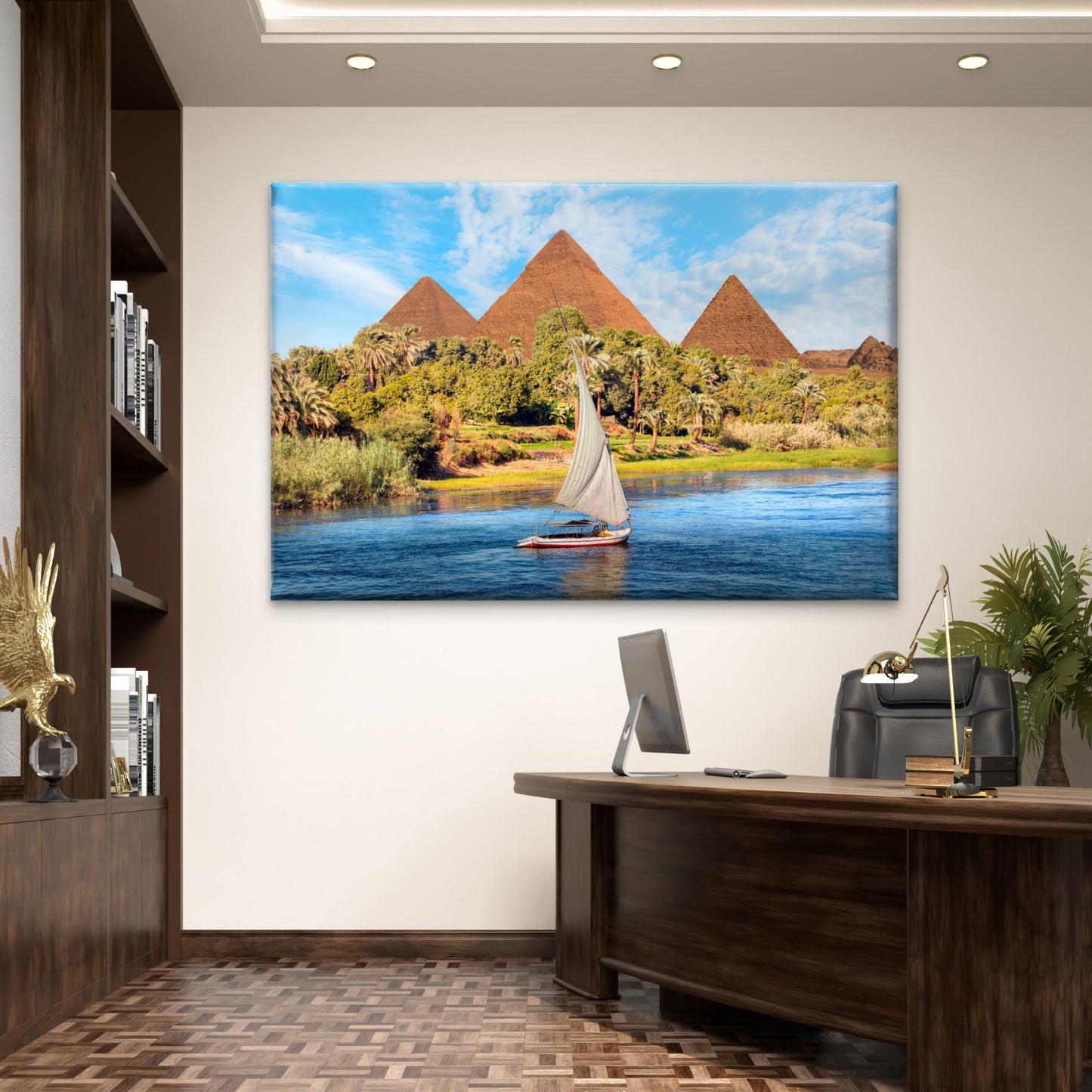 Exploring The Historic Nile River And Giza Pyramids Egypt Wall Art Decor 100% Australian Made