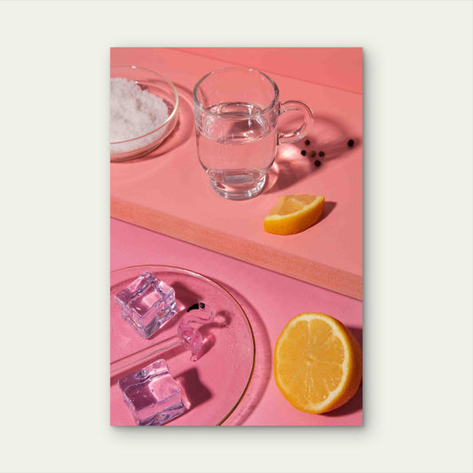 High Angle Tequila Shot Orange Slice 40x60cm Metal Print Ready to Hang