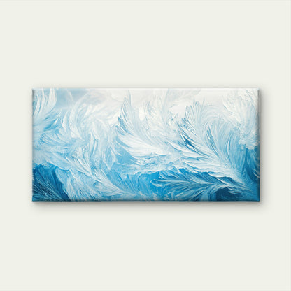 Ice Frost Crystal Winter Blue Wall Art Canvas Office Home Room Framed 120x60cm