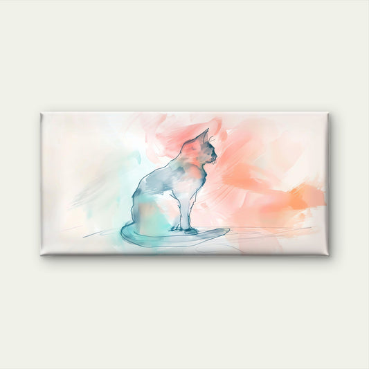 Watercolor Cat Abstract Wall Art Canvas Office Home Room Framed 120x60cm