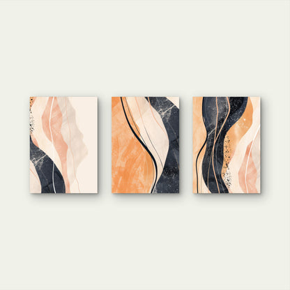 3pcs Abstract Terracotta Navy Blue Art Painting  Wall Art Set Canvas Framed 50x70cm - High Quality Print 100% Australian Made Wall Canvas Ready to Hang