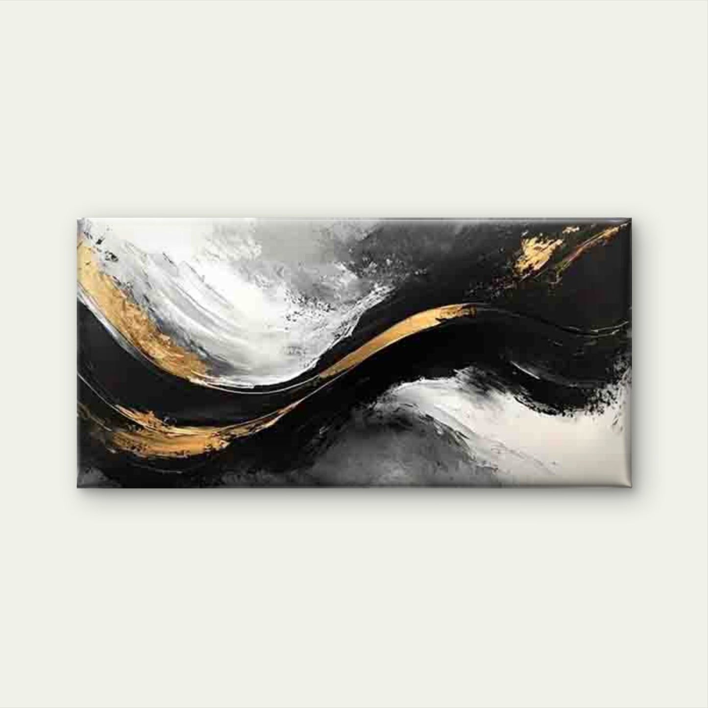 Elegant Abstract Black And Gold Wall Art Canvas Office Home Room Framed 120x60cm - Bella Home Decor