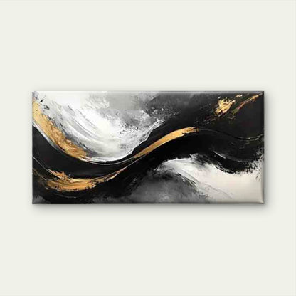 Elegant Abstract Black And Gold Wall Art Canvas Office Home Room Framed 120x60cm - Bella Home Decor