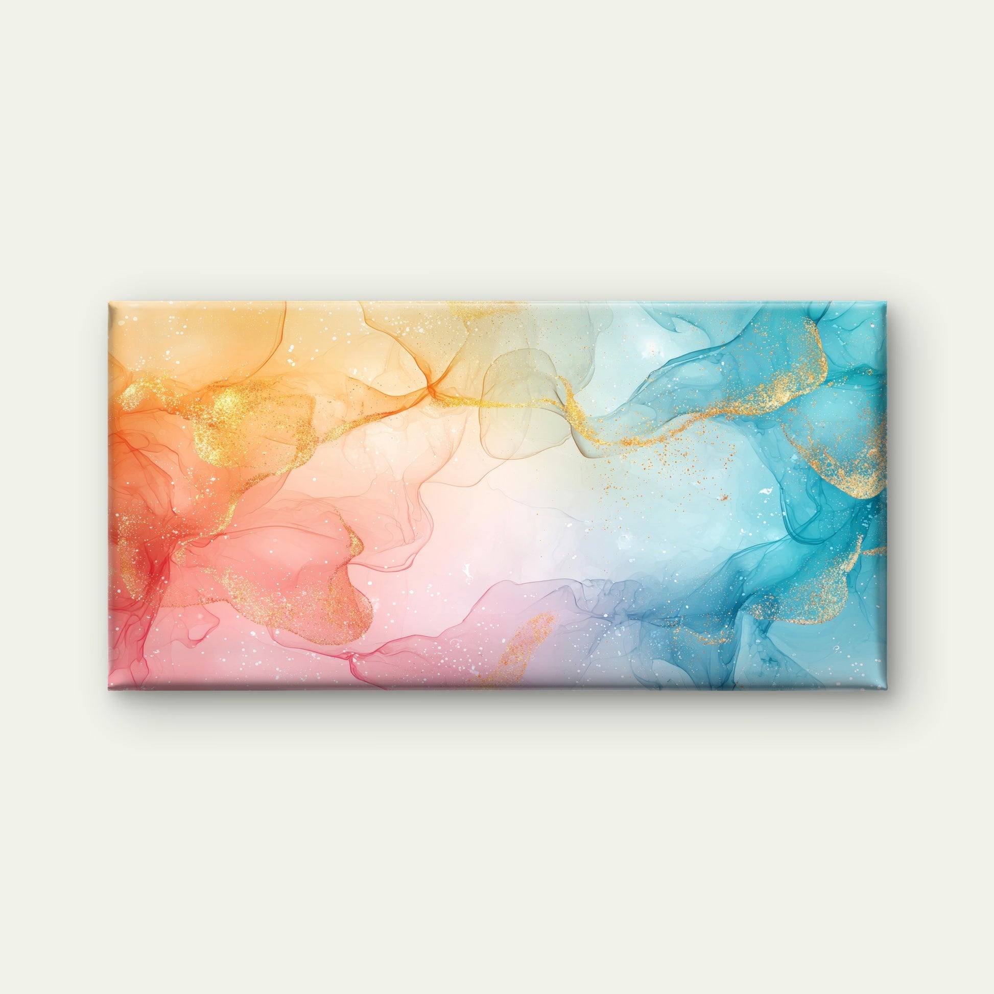 Golden Flow Through Pastels Wall Art Canvas Office Home Room Framed 120x60cm - Bella Home Decor