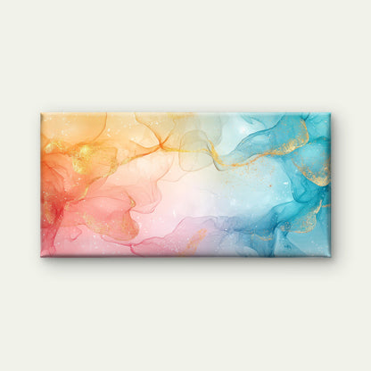 Golden Flow Through Pastels Wall Art Canvas Office Home Room Framed 120x60cm - Bella Home Decor