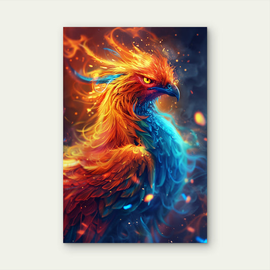Fire Ice Phoenix Bird Mythical Eagle 40x60cm Metal Print Ready to Hang