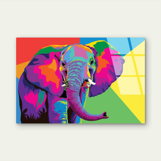 Colorful Pop Elephant Wildlife Safari Acrylic Glass Printing Wall Art Australian Made Quality