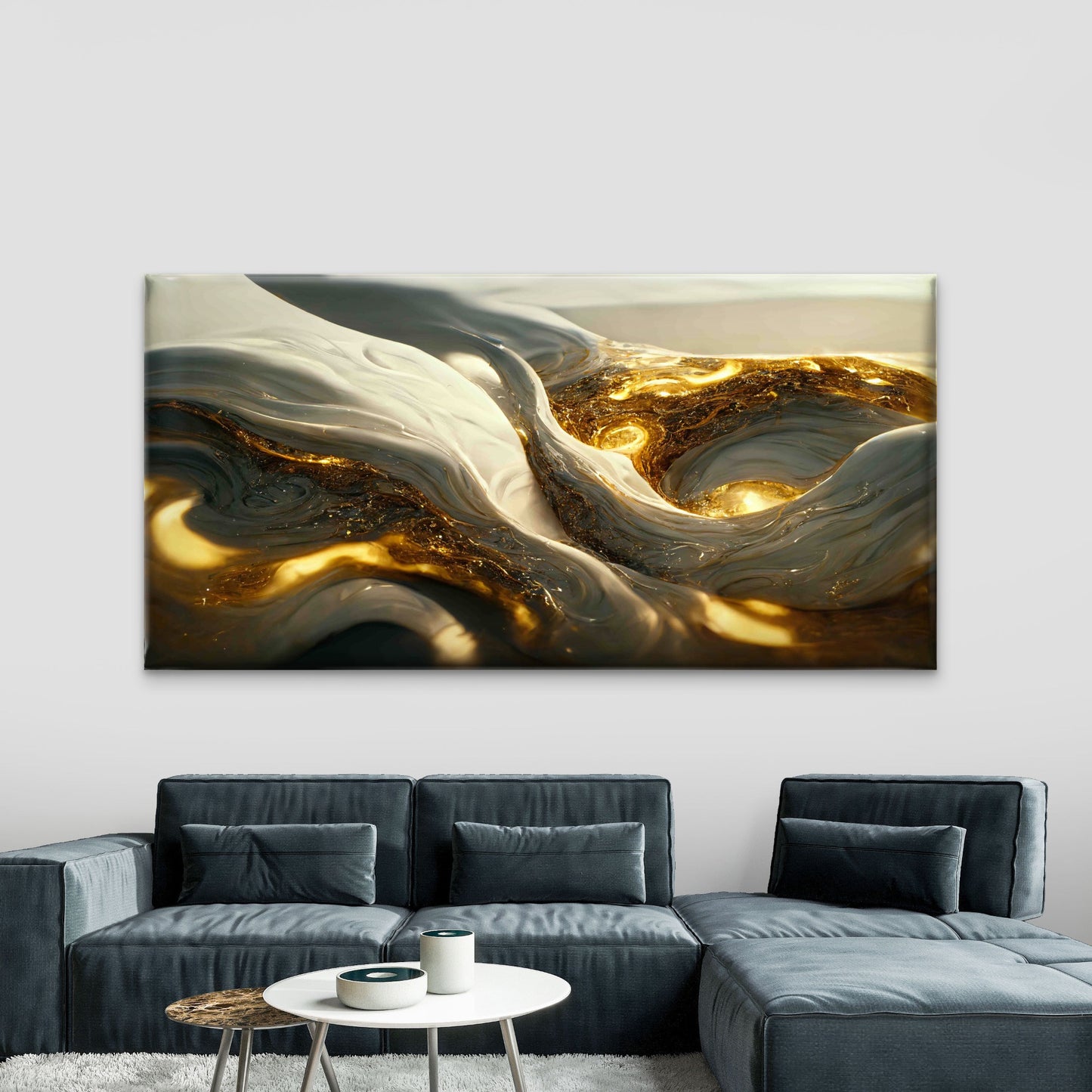 Mixed Liquid Paint White Wall Art Canvas Office Home Room Framed 120x60cm