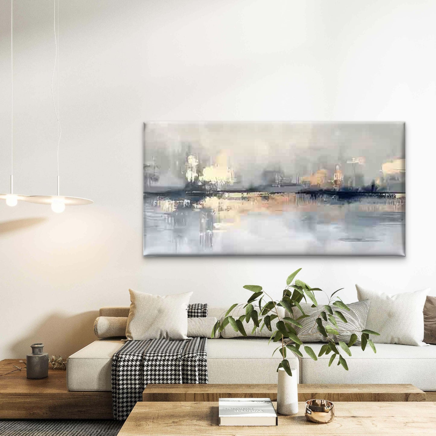 Serene Abstract Landscape Wall Art Canvas Office Home Room Framed 120x60cm - Bella Home Decor