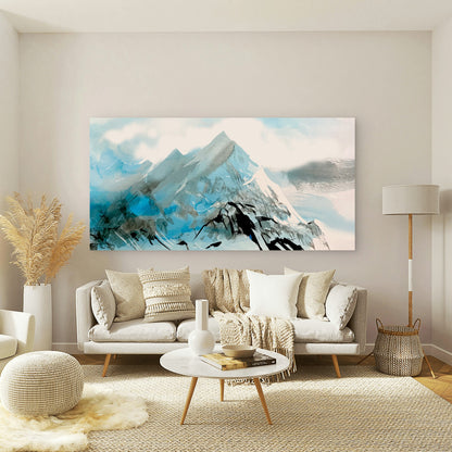 Blue And White Mountain Land Wall Art Canvas Office Home Room Framed 120x60cm