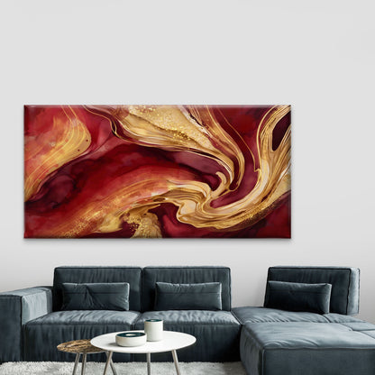 Abstract Red Gold Marble Wall Art Canvas Office Home Room Framed 120x60cm