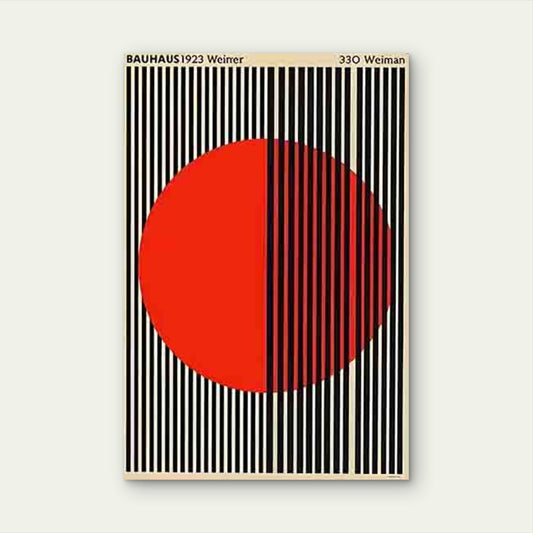 Black Vertical Stripes with Large Red Semi-Circle 60x90cm Metal Print Ready to Hang