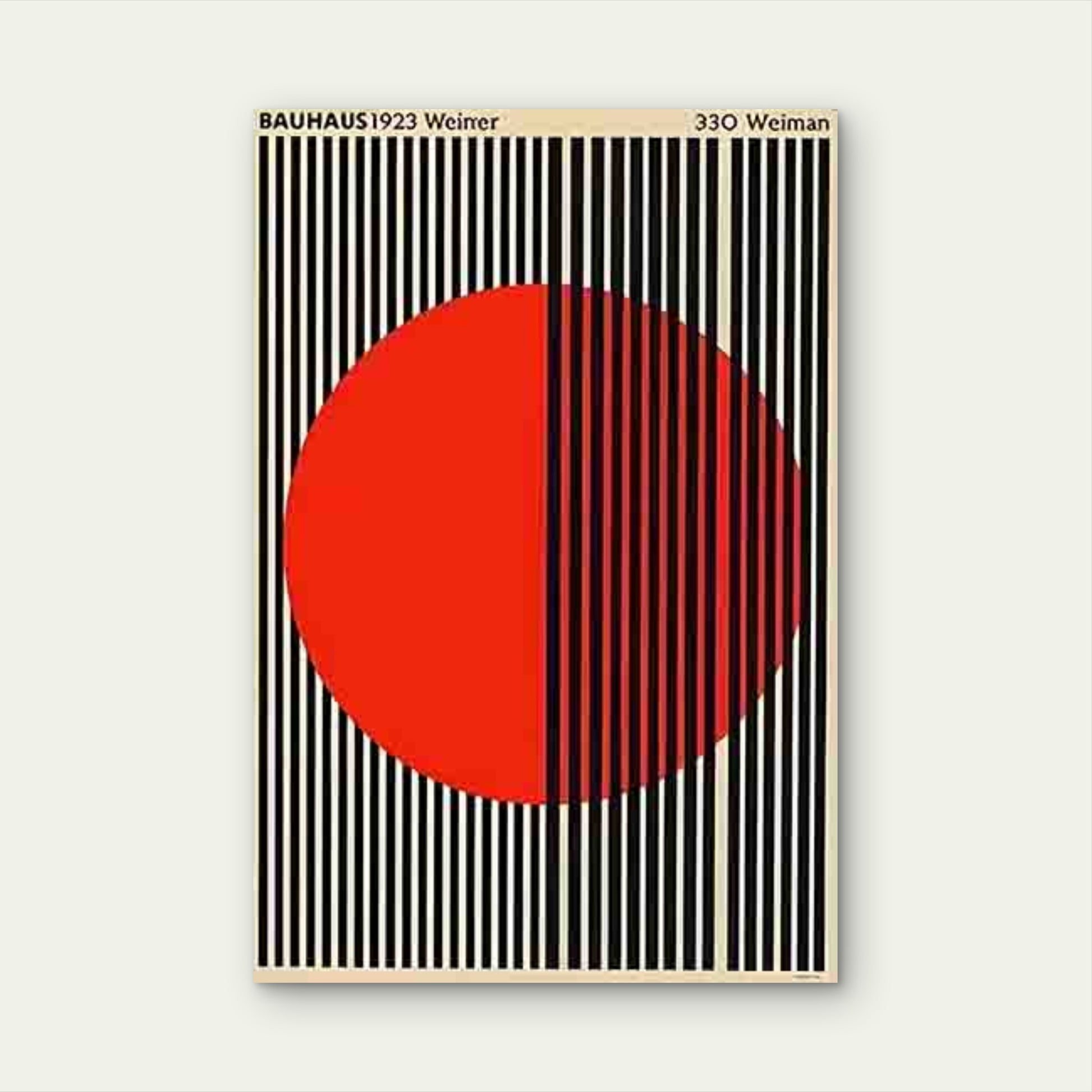 Black Vertical Stripes with Large Red Circles 40x60cm Metal Print Ready to Hang - Bella Home Decor