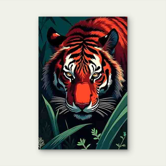 Brightly Colored Close-Up Tiger 60x90cm Metal Print Ready to Hang