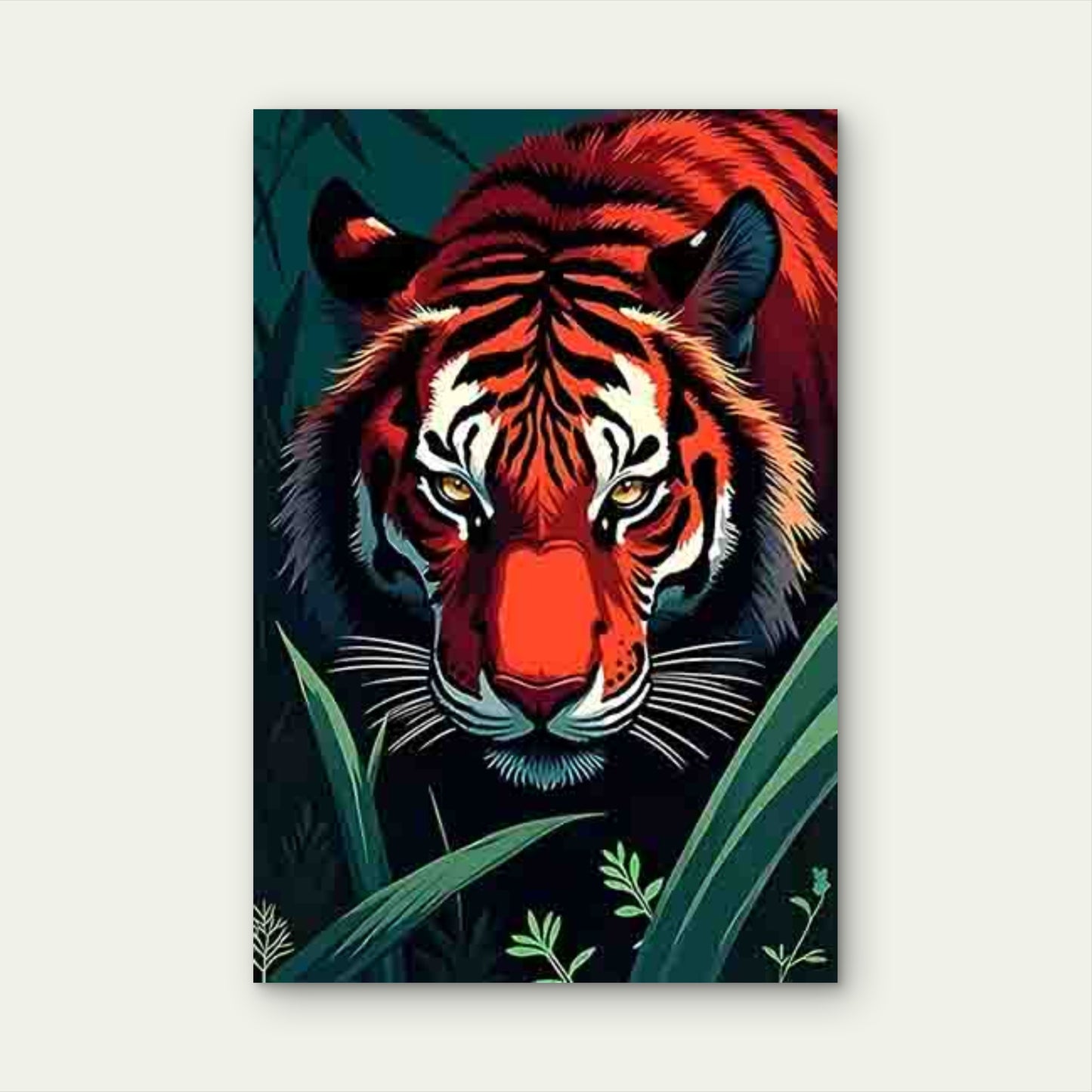 Brightly Colored Close-Up Tiger 40x60cm Metal Print Ready to Hang - Bella Home Decor