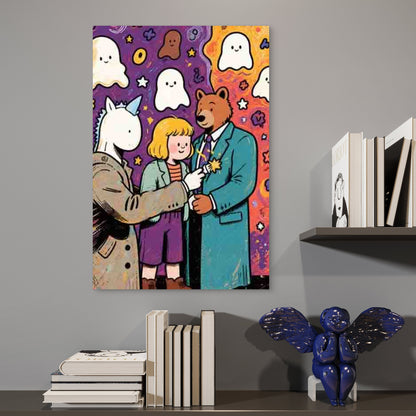 Ghost and Animal Pattern 60x90cm Metal Print Ready to Hang - Bella Home Decor