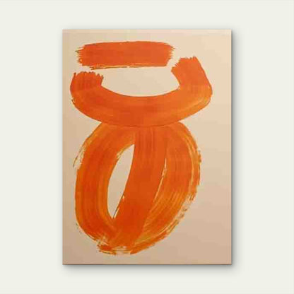 Abstract Orange Brushstroke Painting Metal Print Ready to Hang - Bella Home Decor