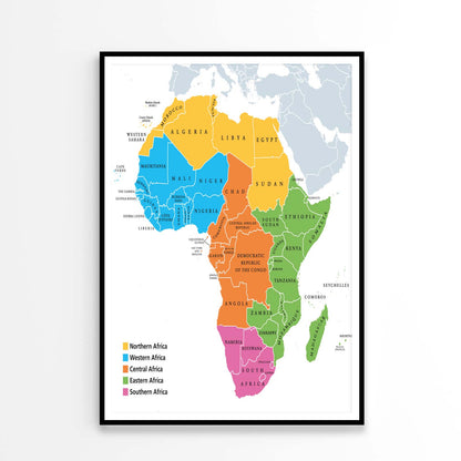 Africa Regions Political Map Home Decor Premium Quality Poster Print Choose Your Sizes