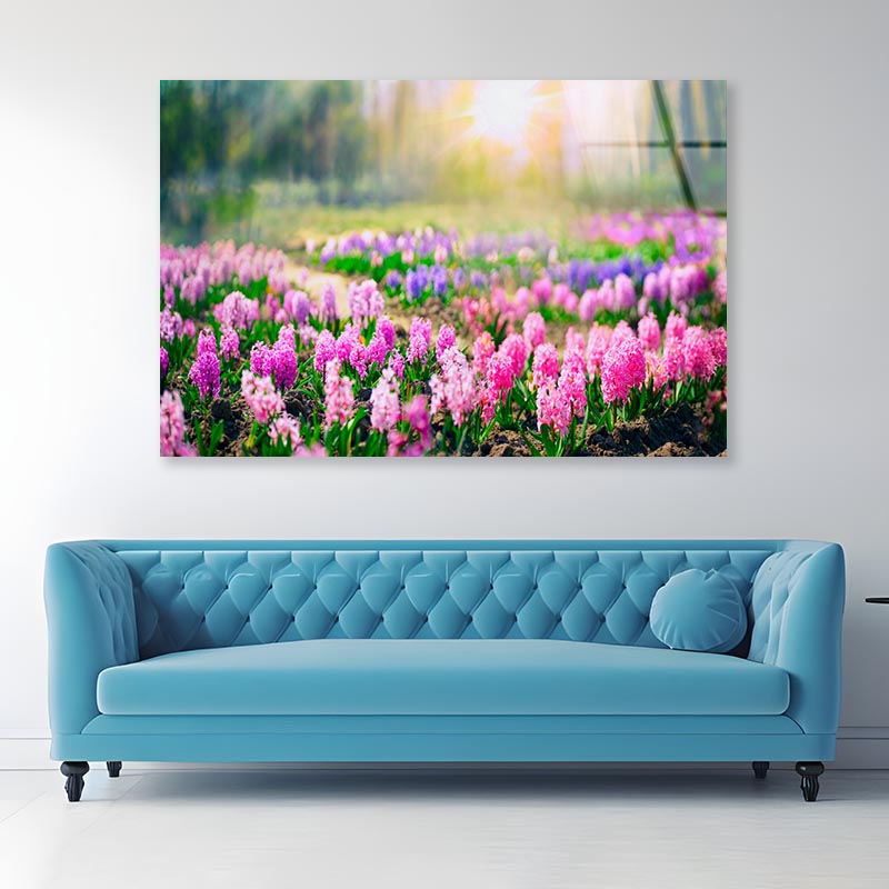 Flowering Pink & Purple Acrylic Glass Print Tempered Glass Wall Art 100% Made in Australia Ready to Hang