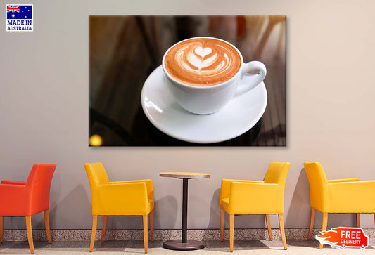 Cup Of Coffee with A Heart Wall Art Decor 100% Australian Made