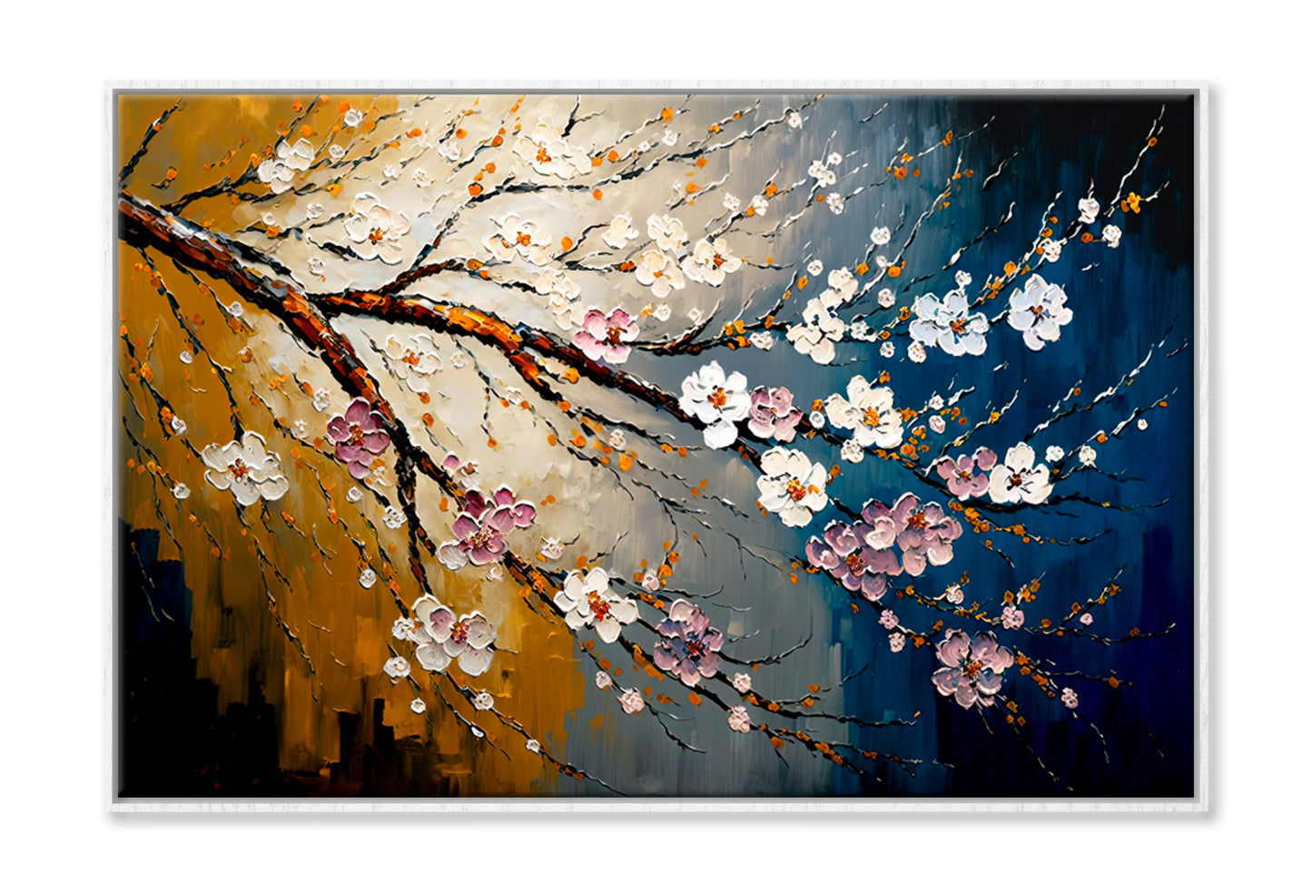 Cherry Blossom Oil Painting Wall Art Limited Edition High Quality Print Canvas Box Framed White