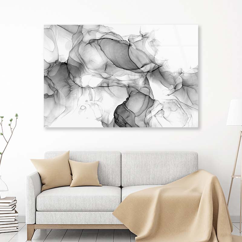 Black & White Abstract Acrylic Glass Print Tempered Glass Wall Art 100% Made in Australia Ready to Hang