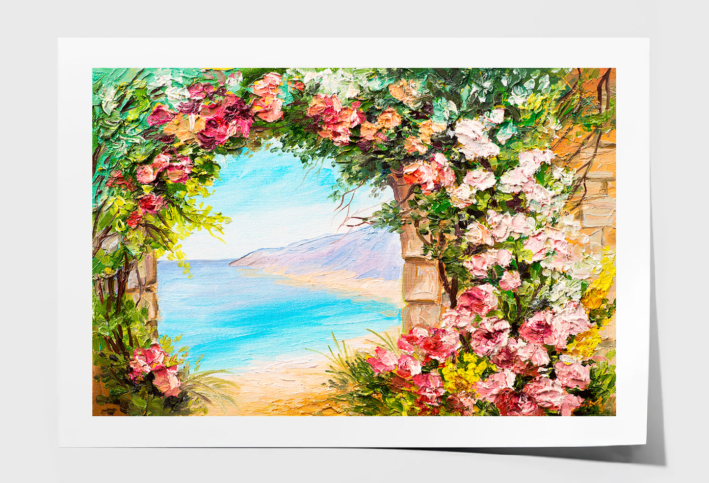 Flowers Arch Near The Sea Oil Painting Wall Art Limited Edition High Quality Print Unframed Roll Canvas None