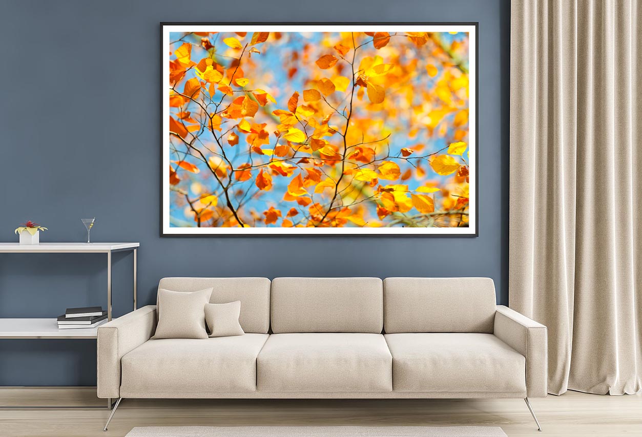 Golden Leaves on Branch Home Decor Premium Quality Poster Print Choose Your Sizes