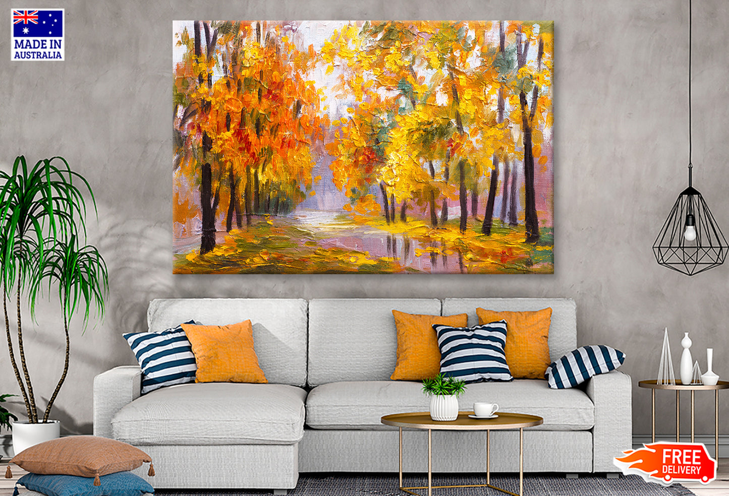 Autumn Forest with Fallen Leaves Trees Oil Painting Wall Art Limited Edition High Quality Print