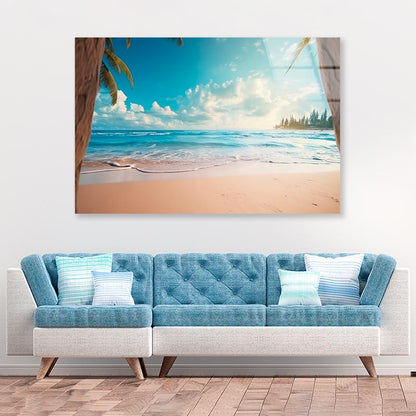 Beautiful Realistic Summer Beach Scenery  Acrylic Glass Print Tempered Glass Wall Art 100% Made in Australia Ready to Hang