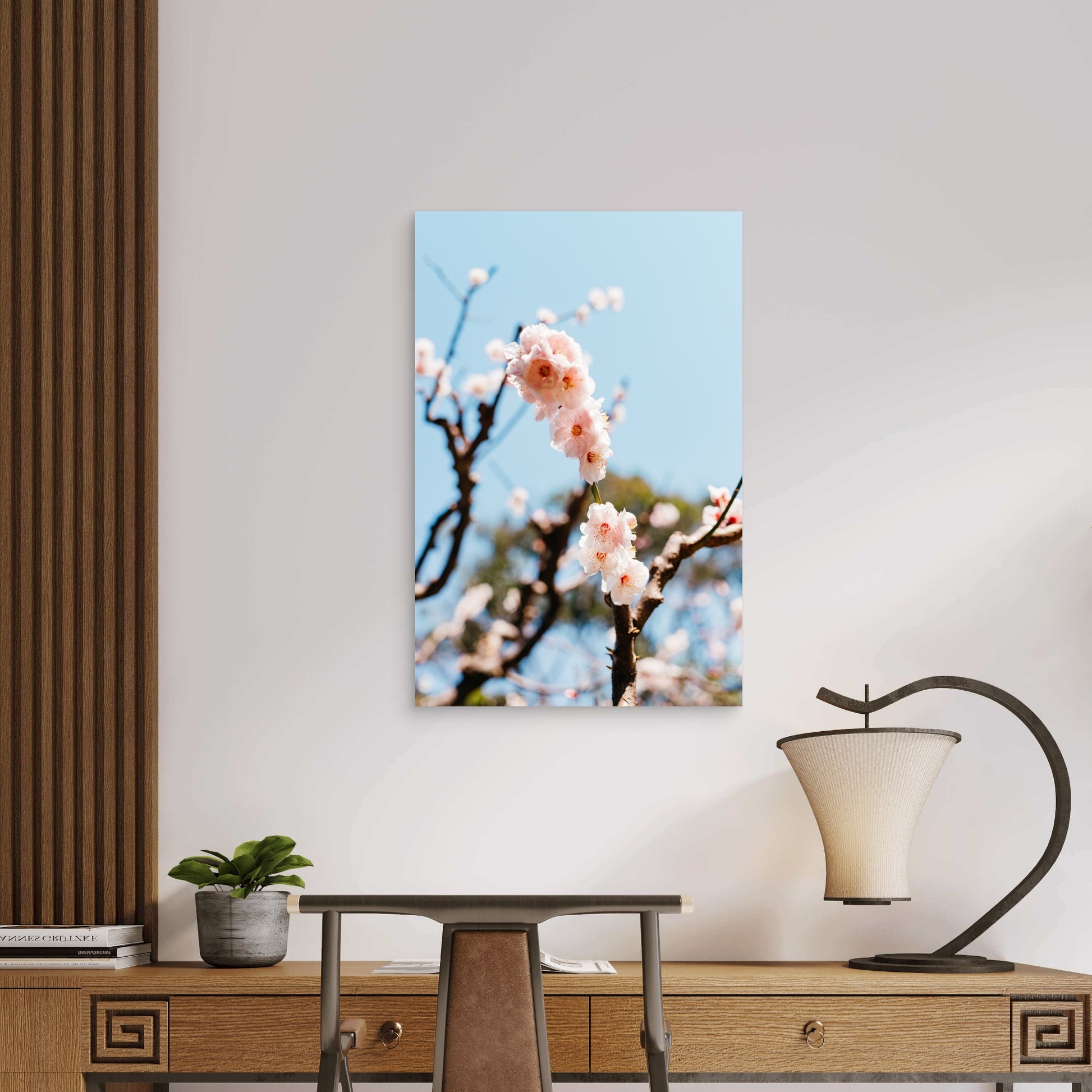 Spring Cherry Blossom Tree 40x60cm Metal Print Ready to Hang - Bella Home Decor