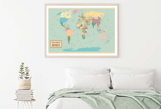 High Detail Political World Map Home Decor Premium Quality Poster Print Choose Your Sizes