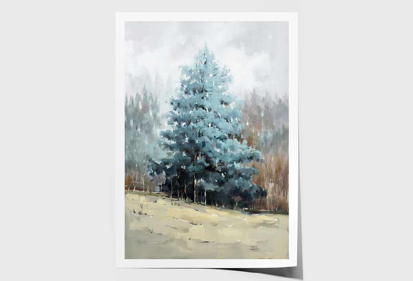 Trees, Blue Texture, Scenery Paint Wall Art Limited Edition High Quality Print