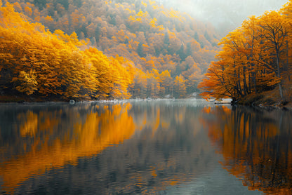 Serene Body of Water Surrounded by Trees in autumn Print 100% Australian Made - Bella Home Decor