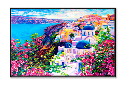 Santorini Seascape Oil Painting Wall Art Limited Edition High Quality Print Canvas Box Framed Black