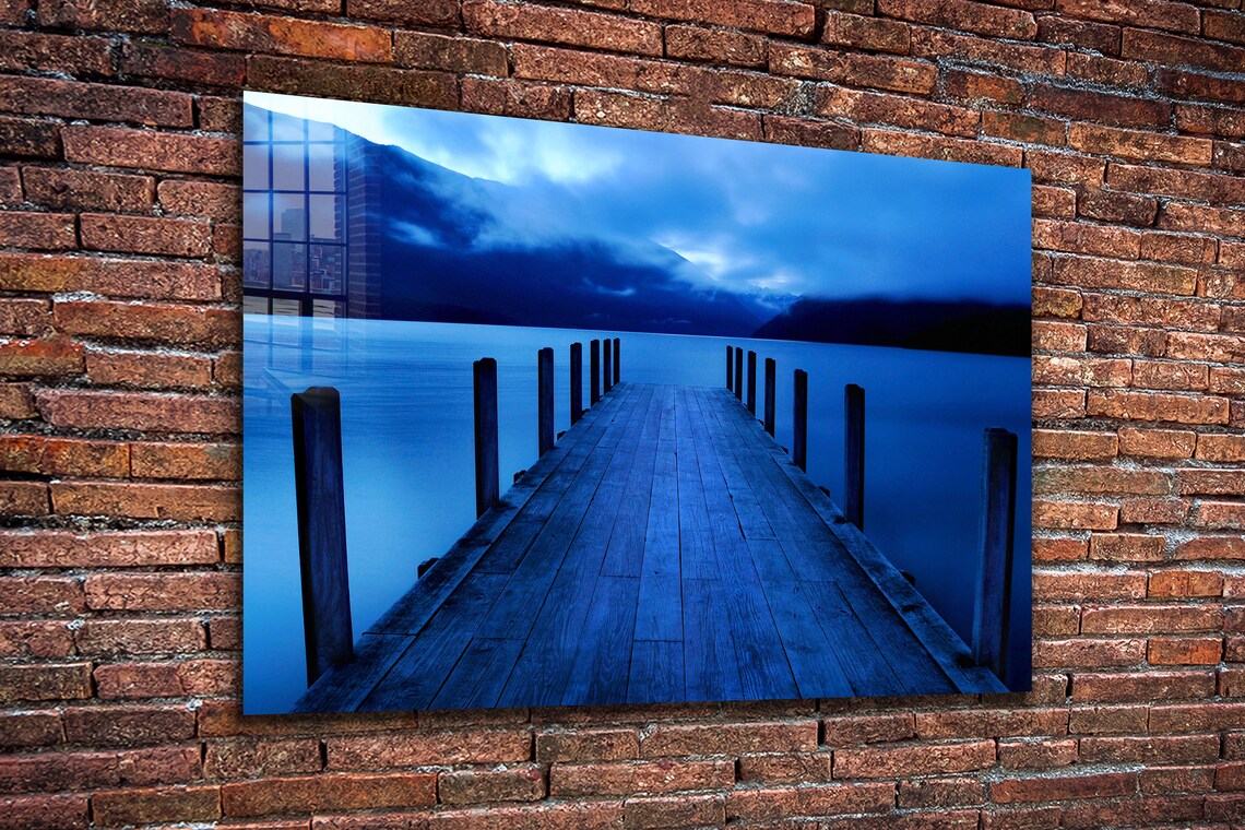 Pier Blue Lake Sky UV Direct Aluminum Print Australian Made Quality