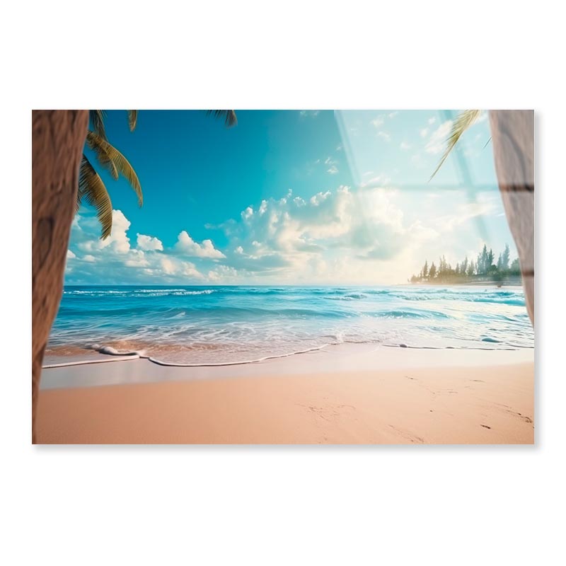 Beautiful Realistic Summer Beach Scenery  Acrylic Glass Print Tempered Glass Wall Art 100% Made in Australia Ready to Hang