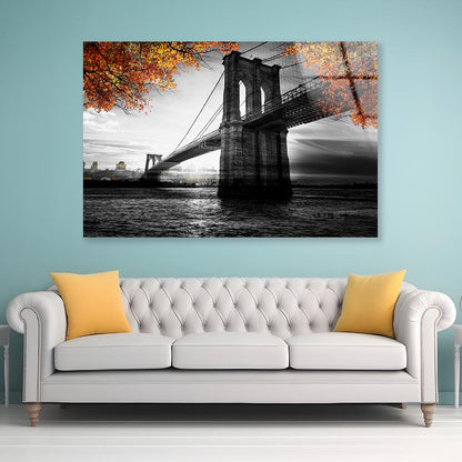 B&W Brooklyn Bridge Acrylic Glass Print Tempered Glass Wall Art 100% Made in Australia Ready to Hang