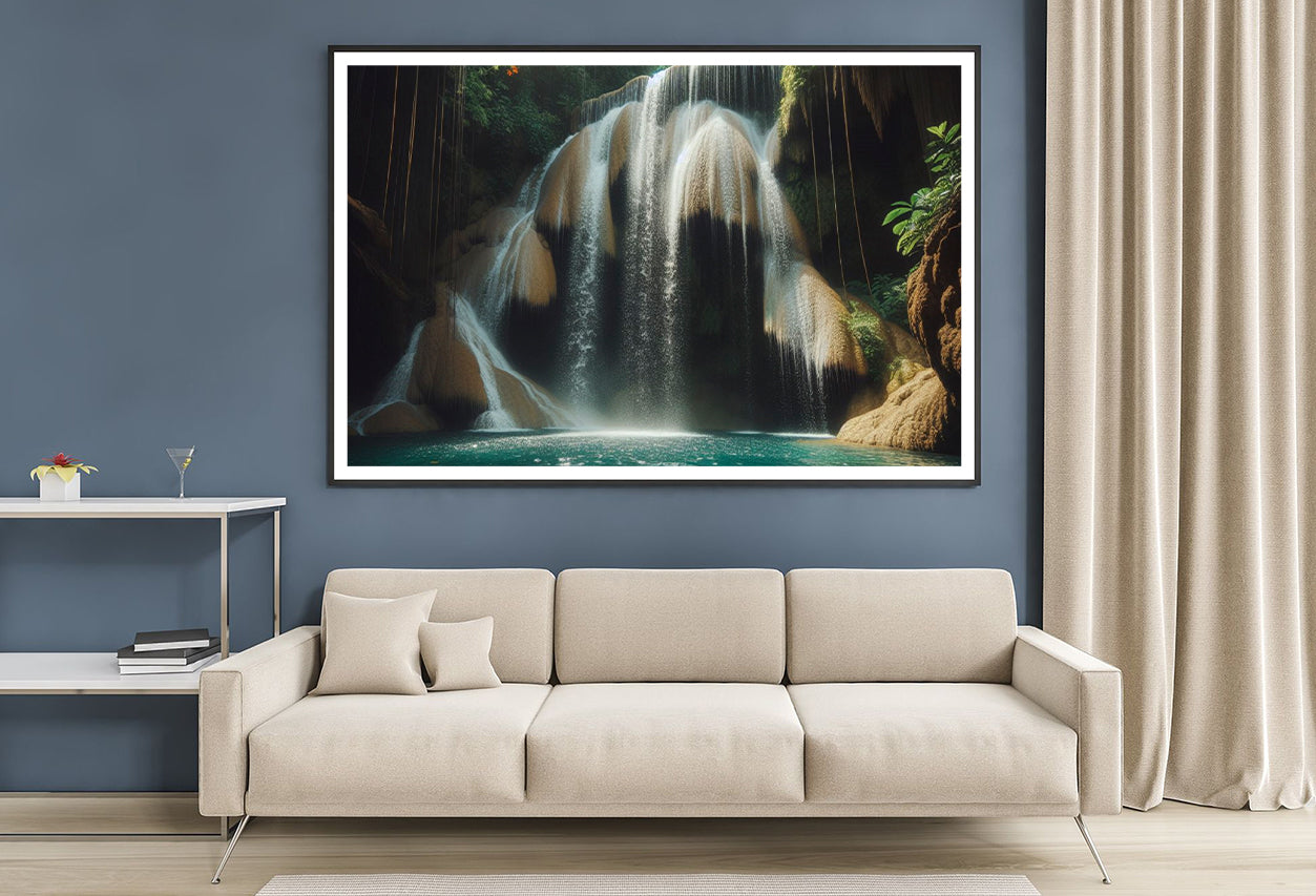Waterfall in Forest View Home Decor Premium Quality Poster Print Choose Your Sizes - Bella Home Decor