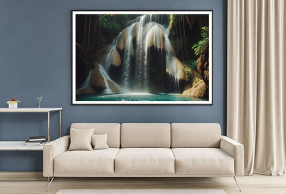 Waterfall in Forest View Home Decor Premium Quality Poster Print Choose Your Sizes - Bella Home Decor