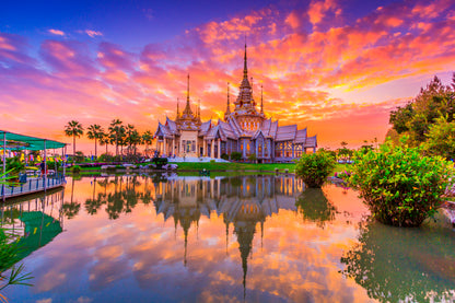 Sunset In Temple at Wat None Kum in Thailand  Acrylic Glass Print Tempered Glass Wall Art 100% Made in Australia Ready to Hang