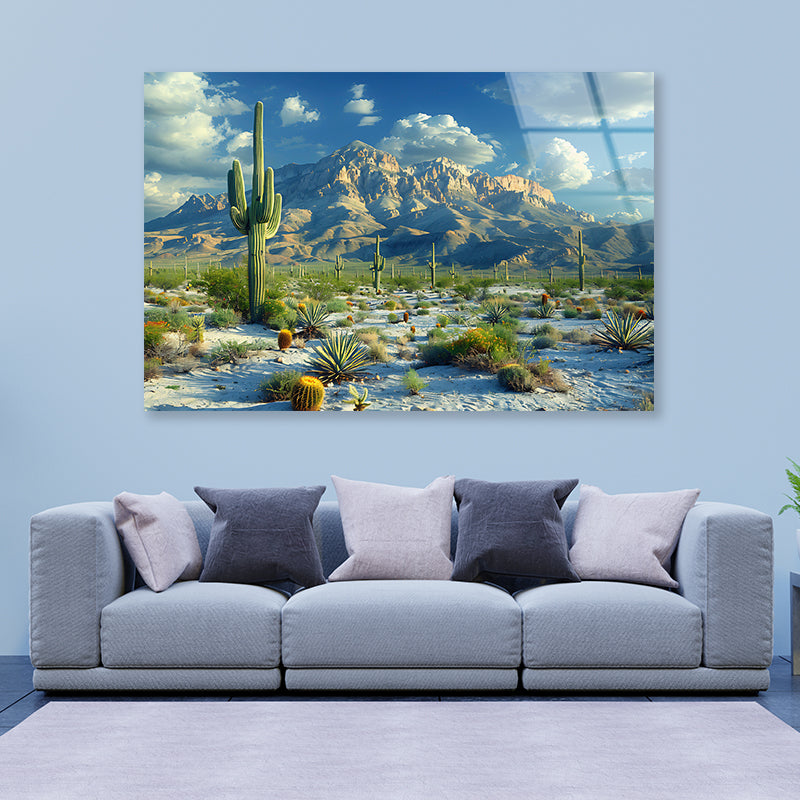 Cactus in the Desert Acrylic Glass Print Tempered Glass Wall Art 100% Made in Australia Ready to Hang - Bella Home Decor