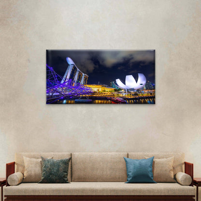 Cityscape Singapore Marina Bay Wall Art Canvas Office Home Room Framed 120x60cm