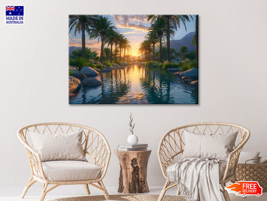 Trees in the River with Mountains Print 100% Australian Made - Bella Home Decor