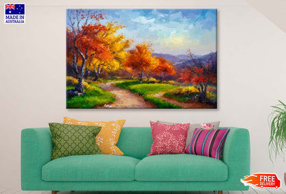 Painting Landscape, Colorful Trees Wall Art Limited Edition High Quality Print