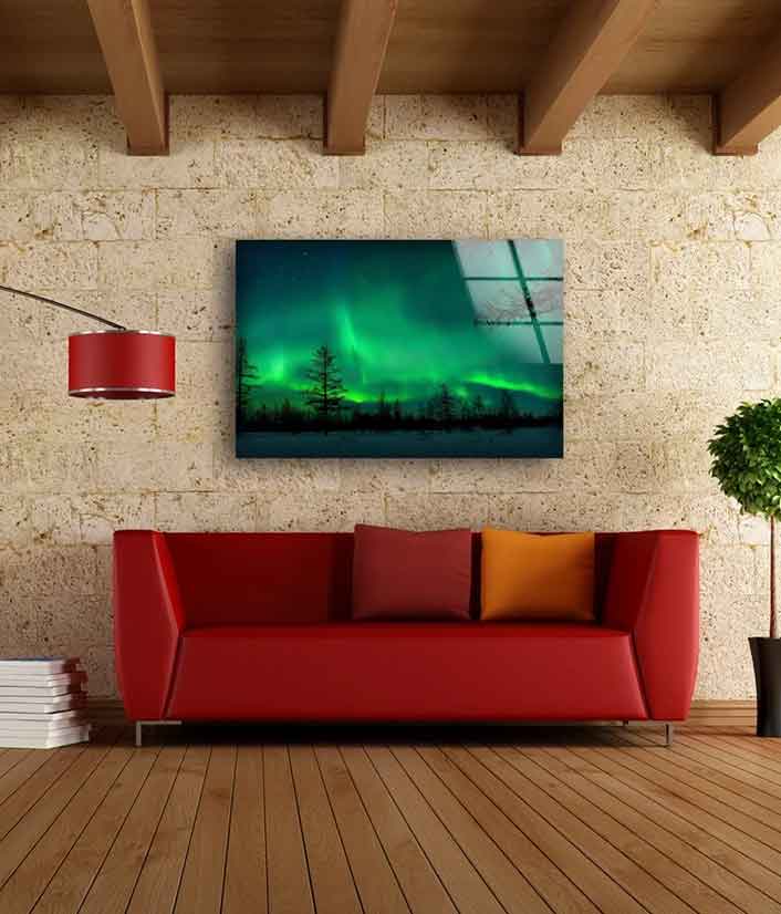 Aurora Over Forest View UV Direct Aluminum Print Australian Made Quality