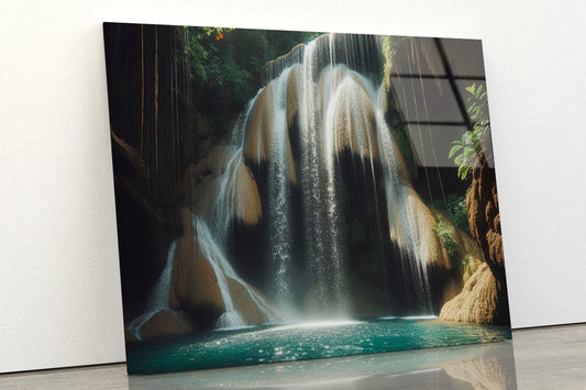 Waterfall in Forest View Acrylic Glass Print Tempered Glass Wall Art 100% Made in Australia Ready to Hang