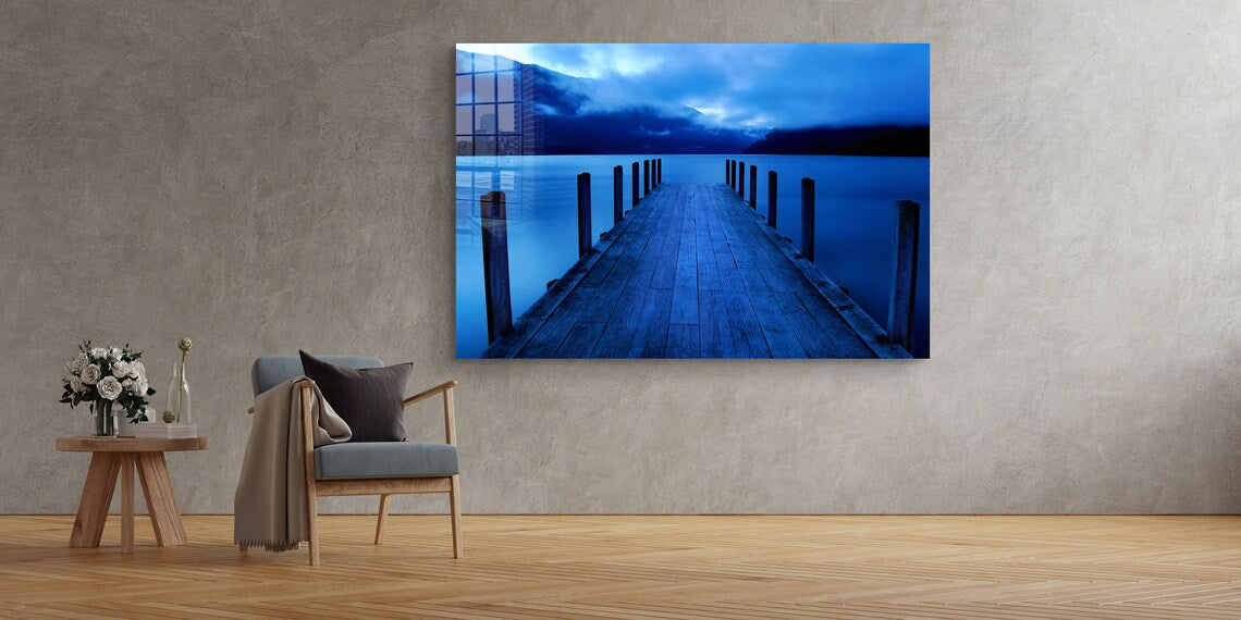 Pier Blue Lake Sky UV Direct Aluminum Print Australian Made Quality