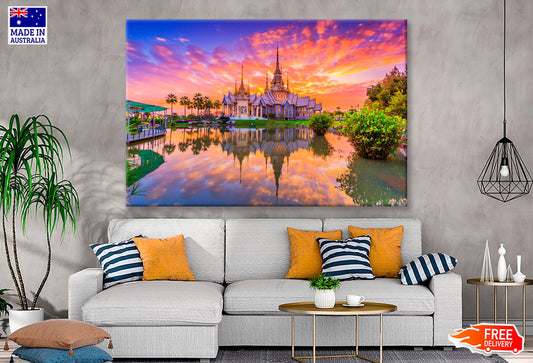 Sunset In Temple at Wat None Kum in Thailand Wall Art Decor 100% Australian Made