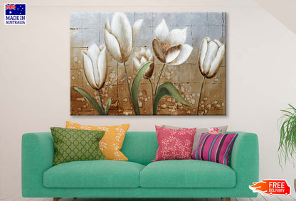 White Brown Texture, Flower Painting Wall Art Limited Edition High Quality Print